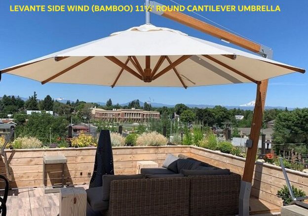 LEVANTE SIDE WIND (BAMBOO) 11.5' ROUND CANTILEVER UMBRELLA (2)