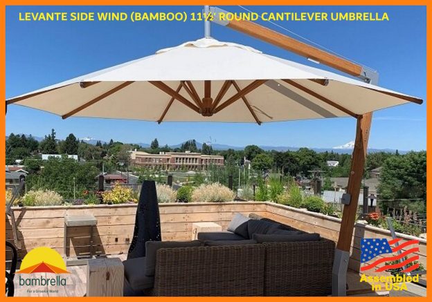 LEVANTE SIDE WIND (BAMBOO) 11.5' ROUND CANTILEVER UMBRELLA (3)