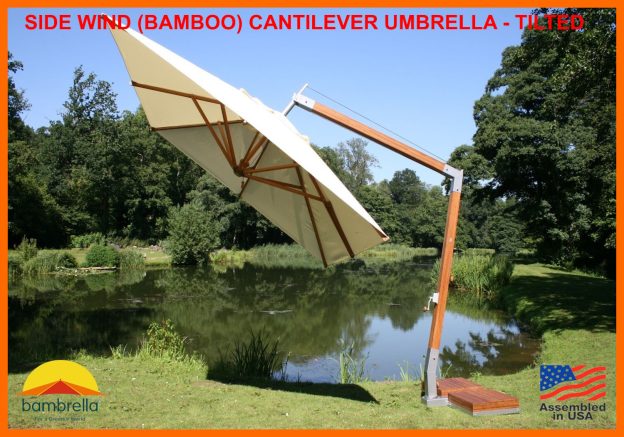 SIDE WIND (BAMBOO) CANTILEVER UMBRELLA - TILTED