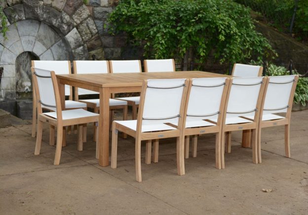 OXFORD #NP86 DINING TABLE WITH 10 #RV06 ARMLESS DINING CHAIRS